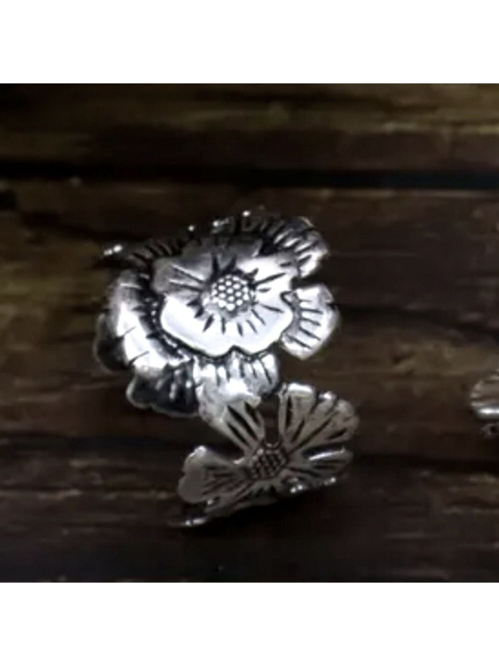FLOWER ADJUSTABLE RING ZINC ALLOY